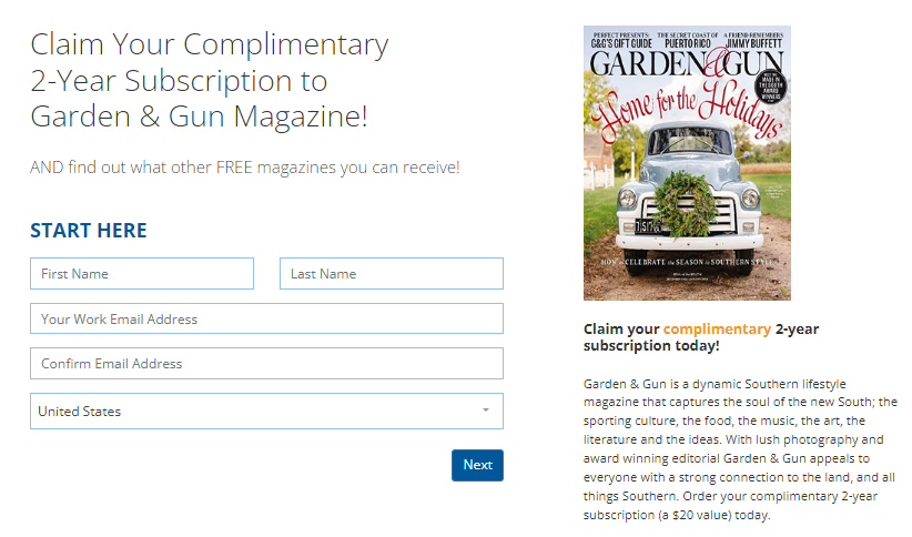 Free 2-Year Subscription to Garden & Gun Magazine